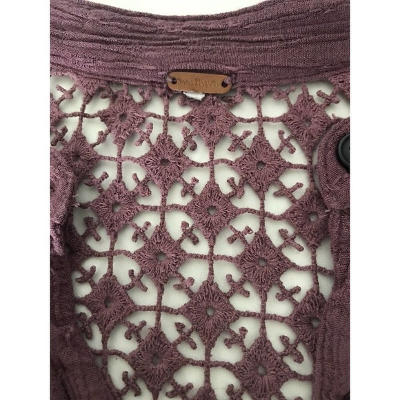 Free People | The Best Blouse Button Front Size M Purple Crochet Oversized - Picture 10 of 10